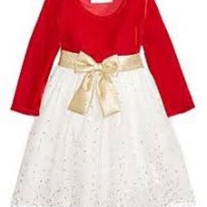 Bonnie Baby Red Dress with Gold Accent